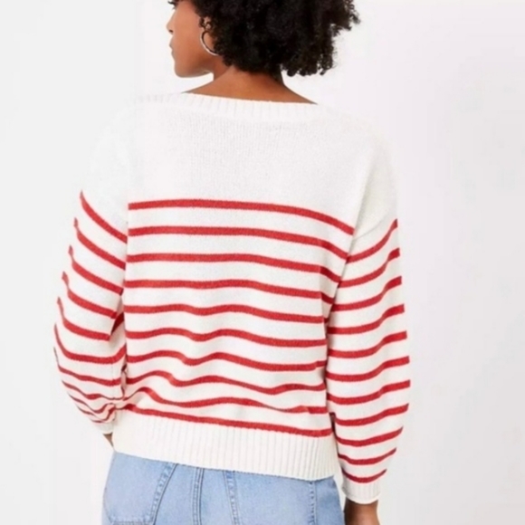 Loft Red Striped Sweater with Cute Arrow Heart Size XXS Petite - Picture 2 of 4